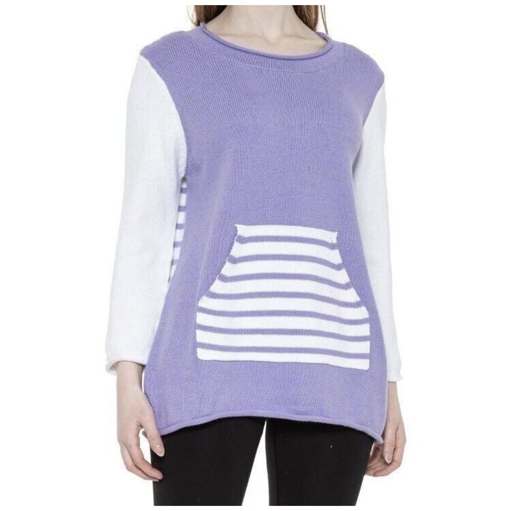 Neon‎ Buddha Women's Cotton Sweater 3/4 Sleeve Size M Round Neck Top Purple New